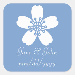 Sticker Carré Charming Sakura dans l'autocollant Periwinkle
