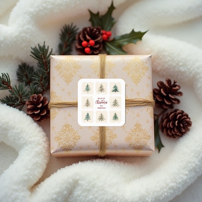 Sticker Carré Charming Scandinavian Nordic Style Christmas Trees (Charming Scandinavian Nordic Style Christmas Trees Stickers.)