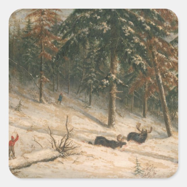 Sticker Carré Chasse à l'orignal (Devant)