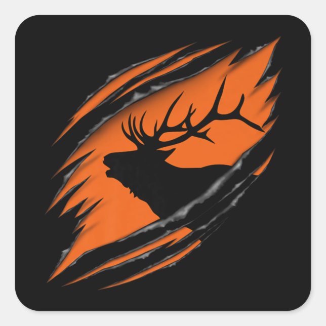 Sticker Carré Chasse aux wapitis Premium (Devant)