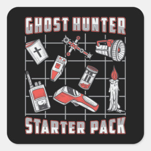 Sticker Carré Chasseur de fantômes Starter Pack Paranormal Chass