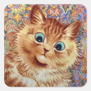 Sticker Carré Chat Arrière - plan psychédélique peint par Louis