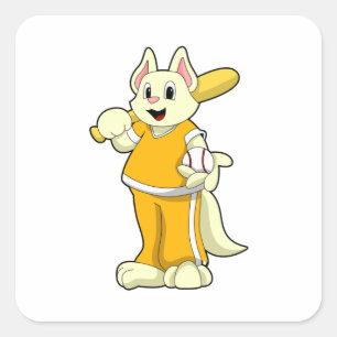 Sticker Carré Chat au baseball avec batte de baseball