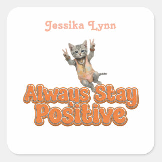 Sticker Carré Chat Boho Hippie personnalisé Hippie