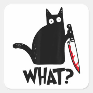 Sticker Carré Chat Ce Chat Noir Drôle Chemise Meurtre Chat Avec