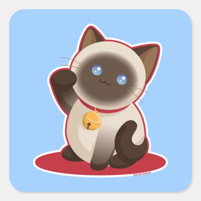 Sticker Carré Chat chanceux (Devant)