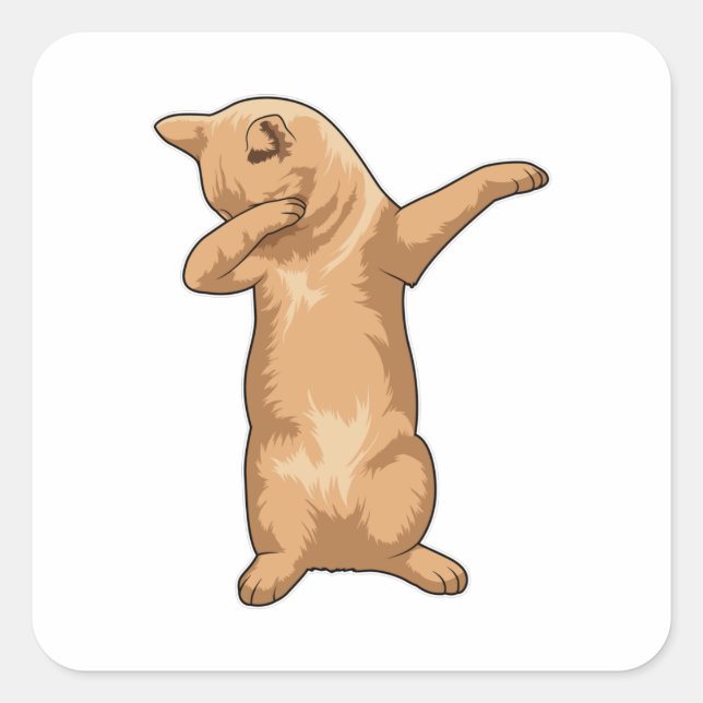 Sticker Carré Chat chez Hip hop Dance Dab (Devant)