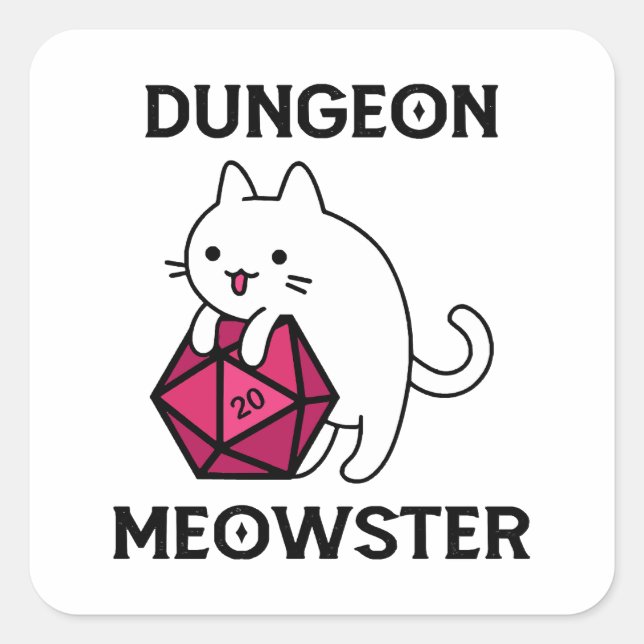 Sticker Carré Chat de la Meowster Dungeon amusant (Devant)