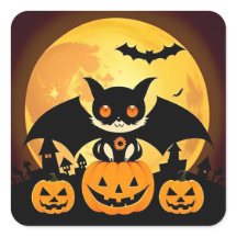 Chat d'Halloween mignonne avec Citrouille