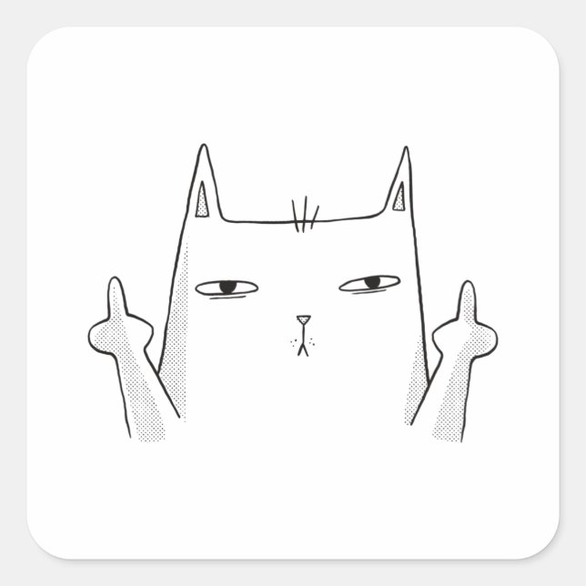 STICKER CARRÉ CHAT DOIGT MOYEN (Devant)