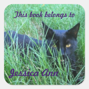 Sticker Carré Chat en Grass Custom Book Plate