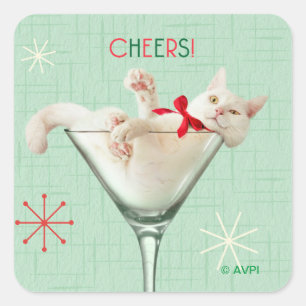Sticker Carré Chat en verre Martini