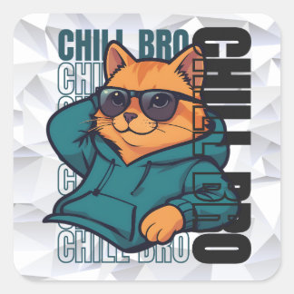 Sticker Carré Chat Frère Relax