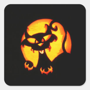 Sticker Carré chat halloween