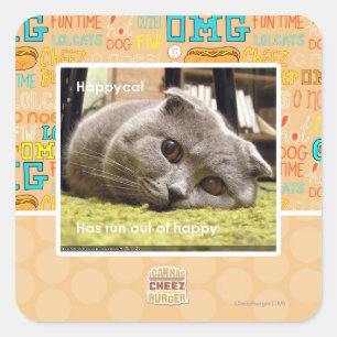 Sticker Carré Chat heureux, hors d'heureux