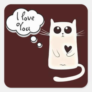 Sticker Carré Chat Lonely Hearts