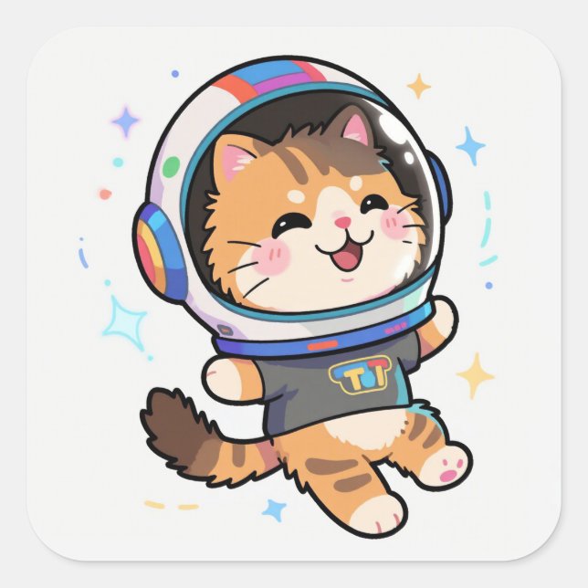 Sticker Carré chat mignon (Devant)