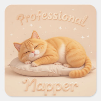 Sticker Carré Chat Nappeur Professionnel Chat Mignon Kitty Endor