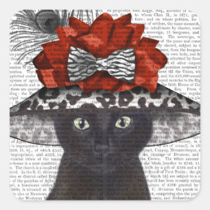 Sticker Carré Chat noir avec Casquette fabuleux