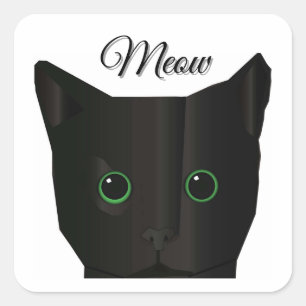 Sticker Carré Chat Noir Miaou 