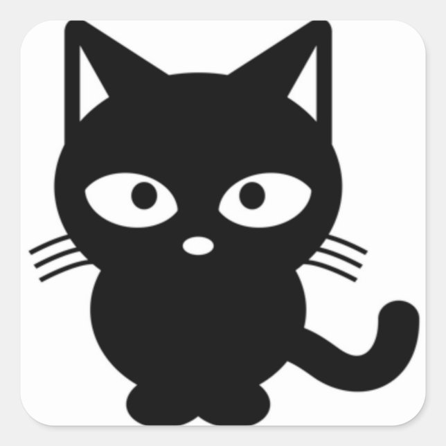 Sticker Carré Chat noir mignon Halloween Kitty (Devant)