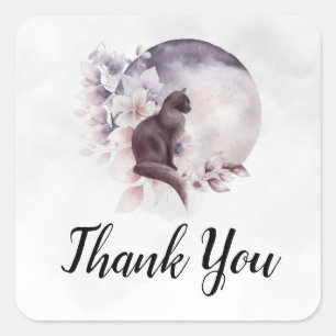 Sticker Carré Chat noir par un Merci de Pleine lune magique