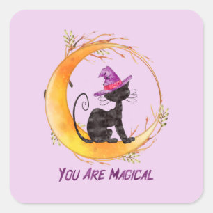 Sticker Carré Chat noir - Vous êtes magique