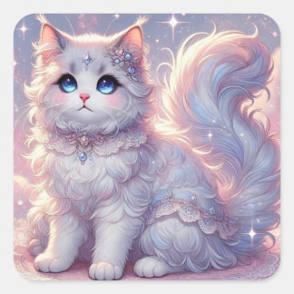 Sticker Carré Chat Princesse très souple