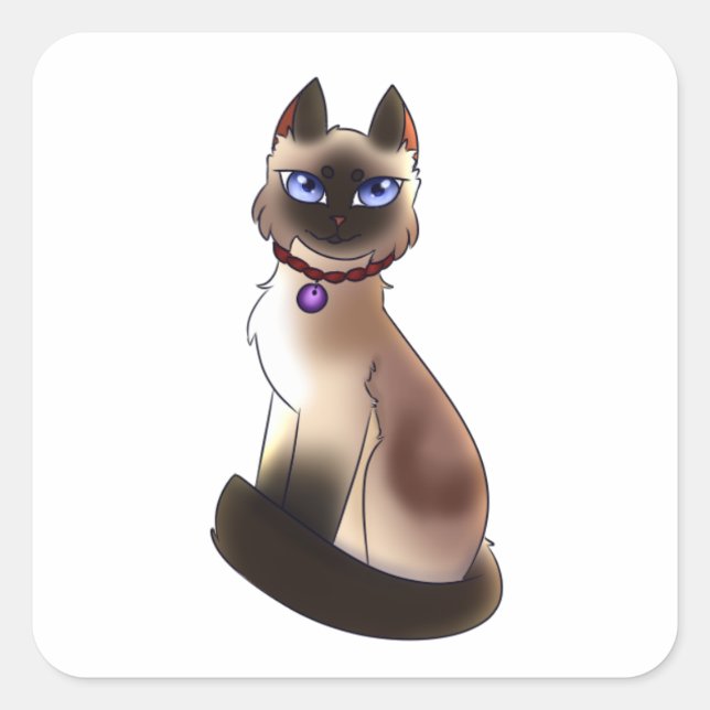 Sticker Carré Chat siamois (Devant)