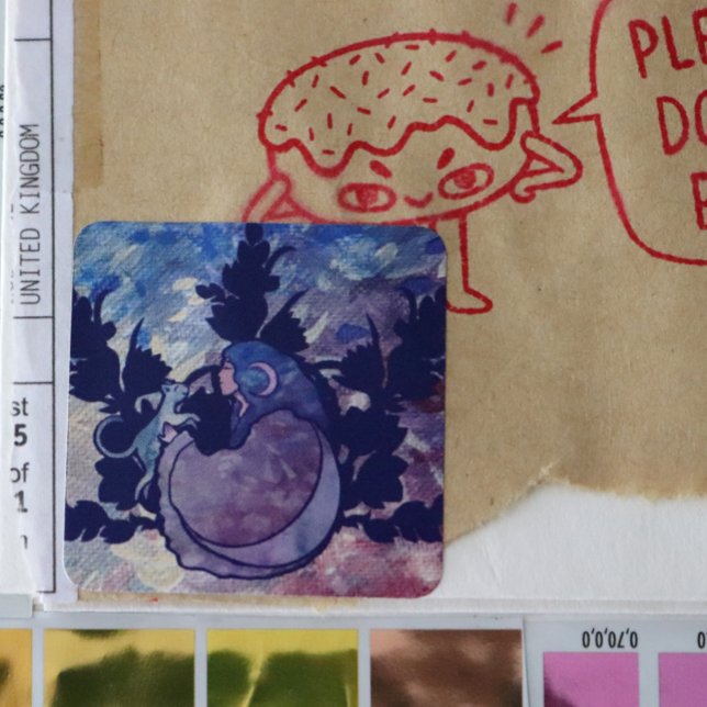 Sticker Carré Chat Sorcière Lune Déesse Wiccan Chat Personne (Créateur téléchargé)