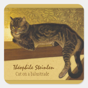 Sticker Carré Chat sur balustrade CC0234 Théophile Steinlen