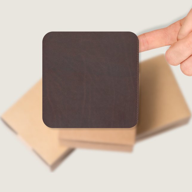 Sticker Carré Châtaigne foncé Brown Faux Cuir (Créateur téléchargé)