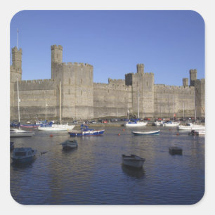 Sticker Carré Château de Caernarfon, Gwynedd, Pays de Galles (R