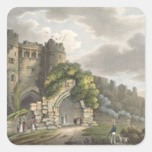 Sticker Carré Château de Carisbrook, 'de l'île du Wight Illust