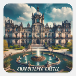 Sticker Carré Château de Chapultepec Mexique Vintage voyage