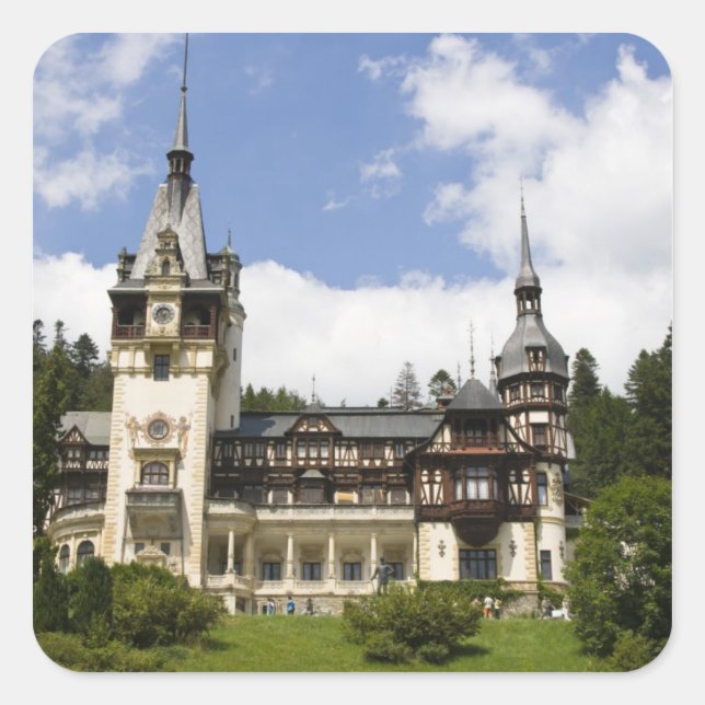 Sticker Carré Château de Peles du XVIIIe siècle, Sinaia, Roumani (Devant)