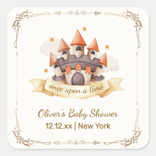 Sticker Carré Château de Prince de Conte de Fées Élégant pour Ba