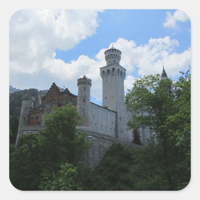 Sticker Carré Château de Schloss Neuschwanstein (Devant)
