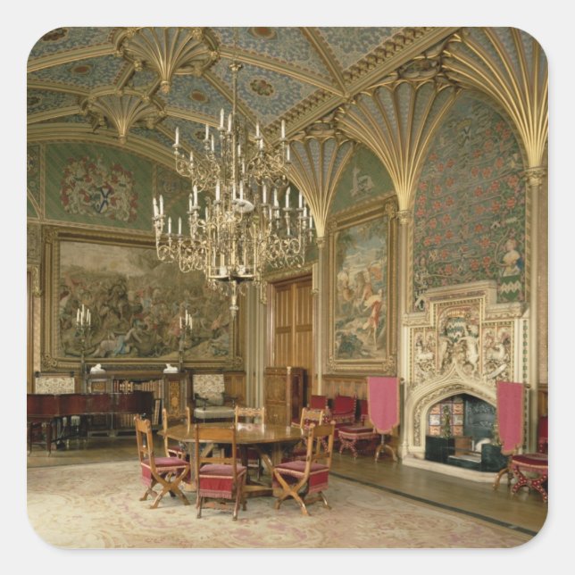 Sticker Carré Château d'Eastnor, Herefordshire : le dessin (Devant)