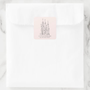 Sticker Carré Château Disney Princess   Baby shower Fairytale