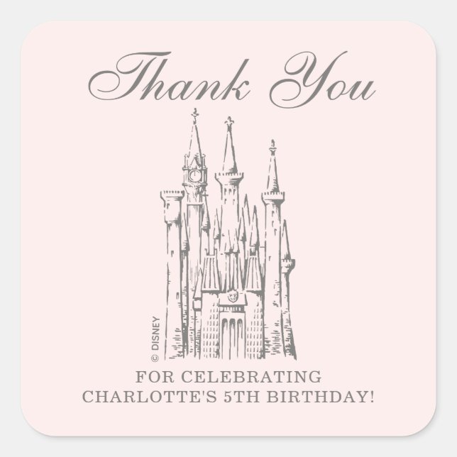 Sticker Carré Château Disney Princess | Merci de conte de fées (Devant)