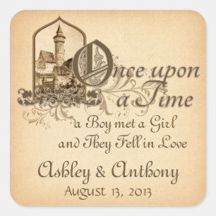 Sticker Carré Château médiéval Fairytale Une Fois Sur Sceau Mari