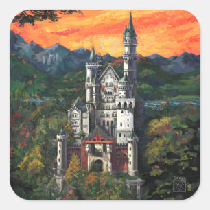 Sticker Carré Château Schloss Neuschwanstein