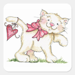 Sticker Carré Chaton de Valentine