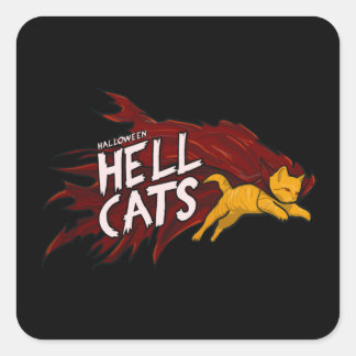 Sticker Carré Chatons de l'enfer d'Halloween