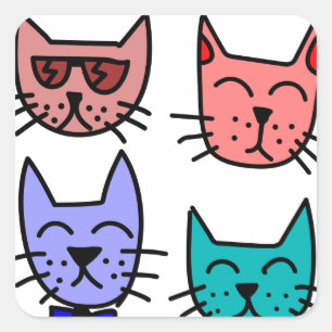 Sticker Carré Chats de graffiti