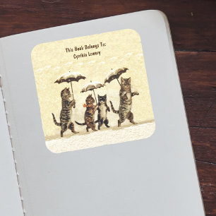 Sticker Carré Chats de groupe Chatons marchant debout dans le ja