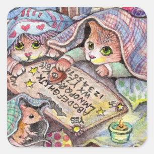 Sticker Carré Chats effrayants
