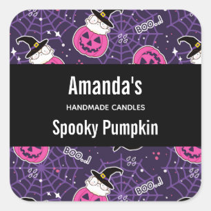 Sticker Carré Chats et Citrouilles Halloween Motif bougie Biz