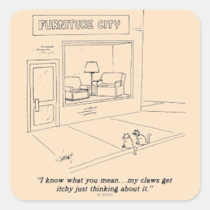 Sticker Carré Chats griffant des meubles